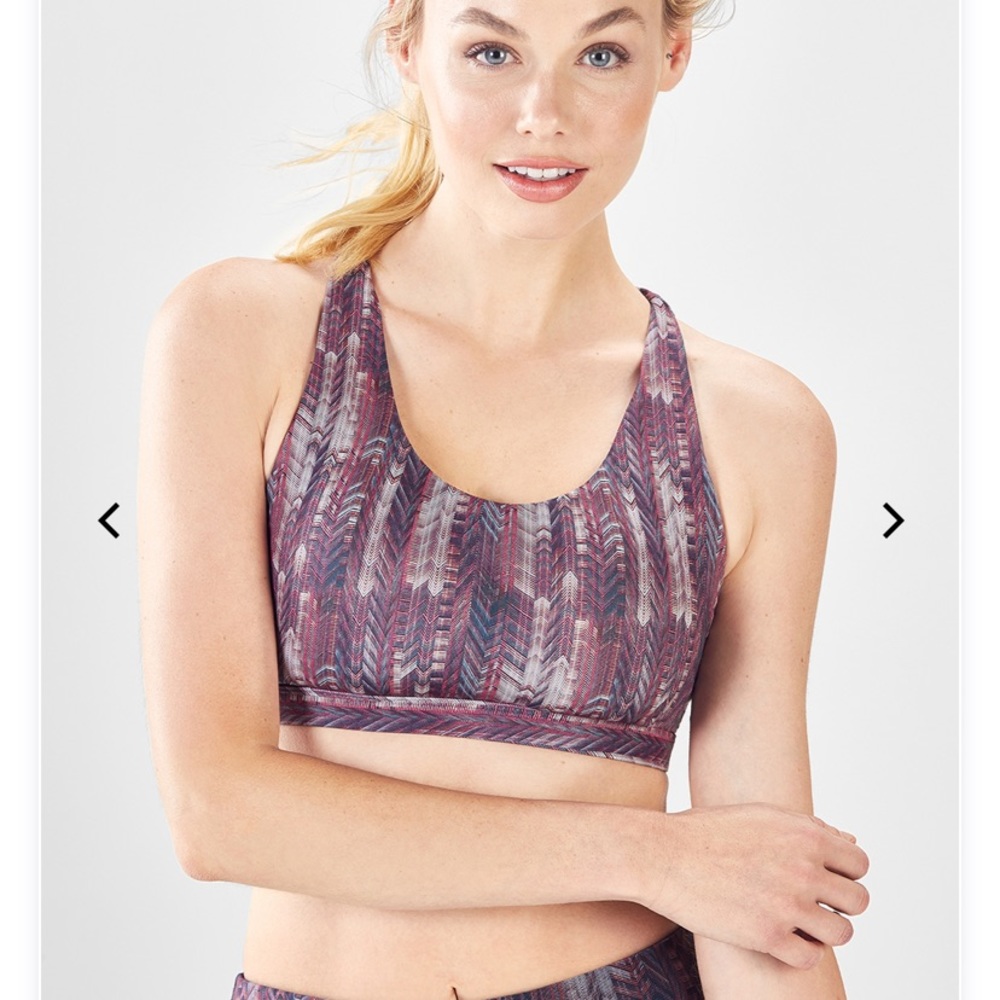 Fabletics Mauve Kessler Medium Support Patterned Racerback Sports Bra